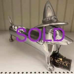 Dachshund Witch Silver Metal Candy Serving Dish Centerpiece Decor
